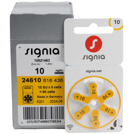 Signia/ Power One -Germany Hearing Aid Battery Size 10, Pack of 6 Batteries